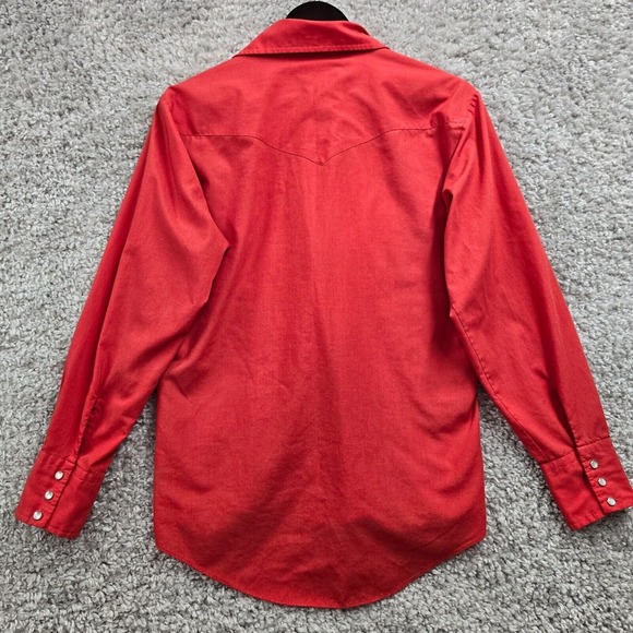 High Country Shirt Mens Medium Orange Western Pearl Snap Cowboy Rodeo Ranchwear‎ - Picture 8 of 13